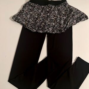 Yogo - black leggings with cute floral skirt. Hard to find. Made in Korea Size S